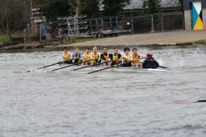 Men's crew in race at Torpids 2022