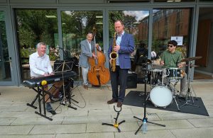 The jazz band playing music.