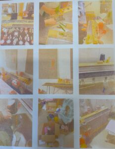 "Teaching myself generational skills" by Fern Kruger-PagetA three-colour Risograph print communicating the laborious journey of restoring and teaching myself how to use my Granny's old knitting machine.